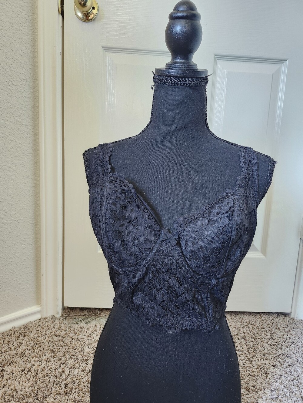 Victoria's Secret Body By Victoria Lined Demi Black Lace Longline Bra 34DD